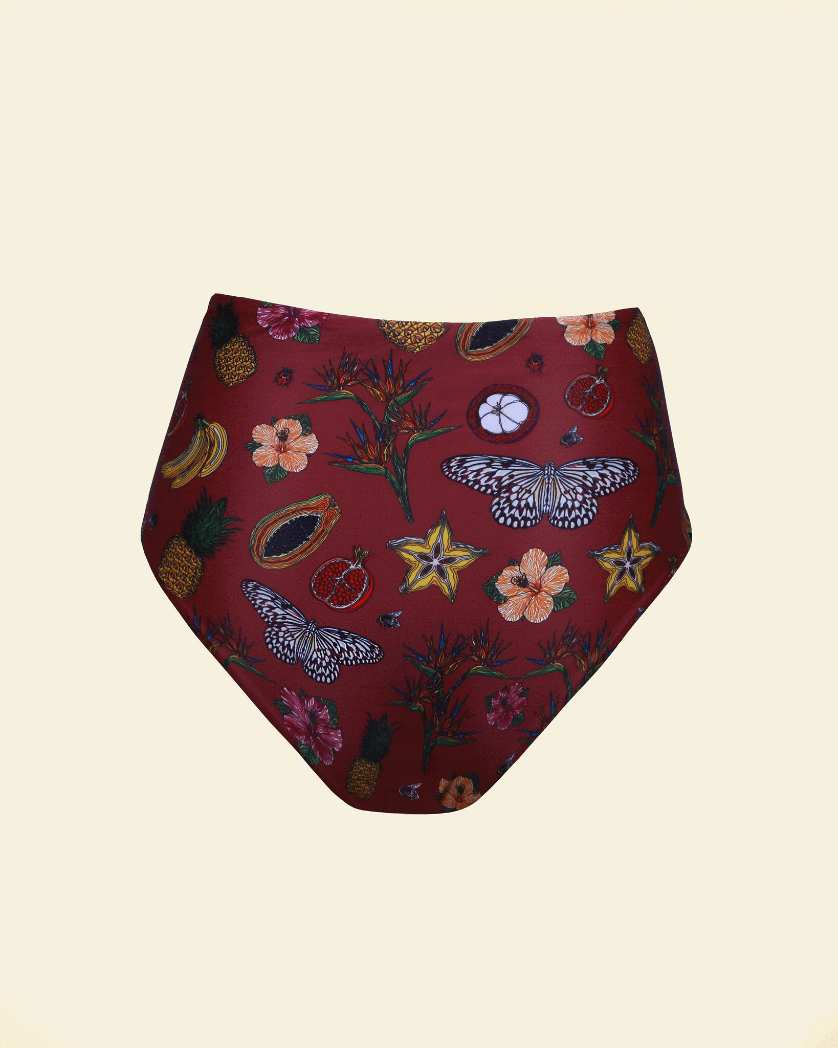Red floral on sale high waisted bikini